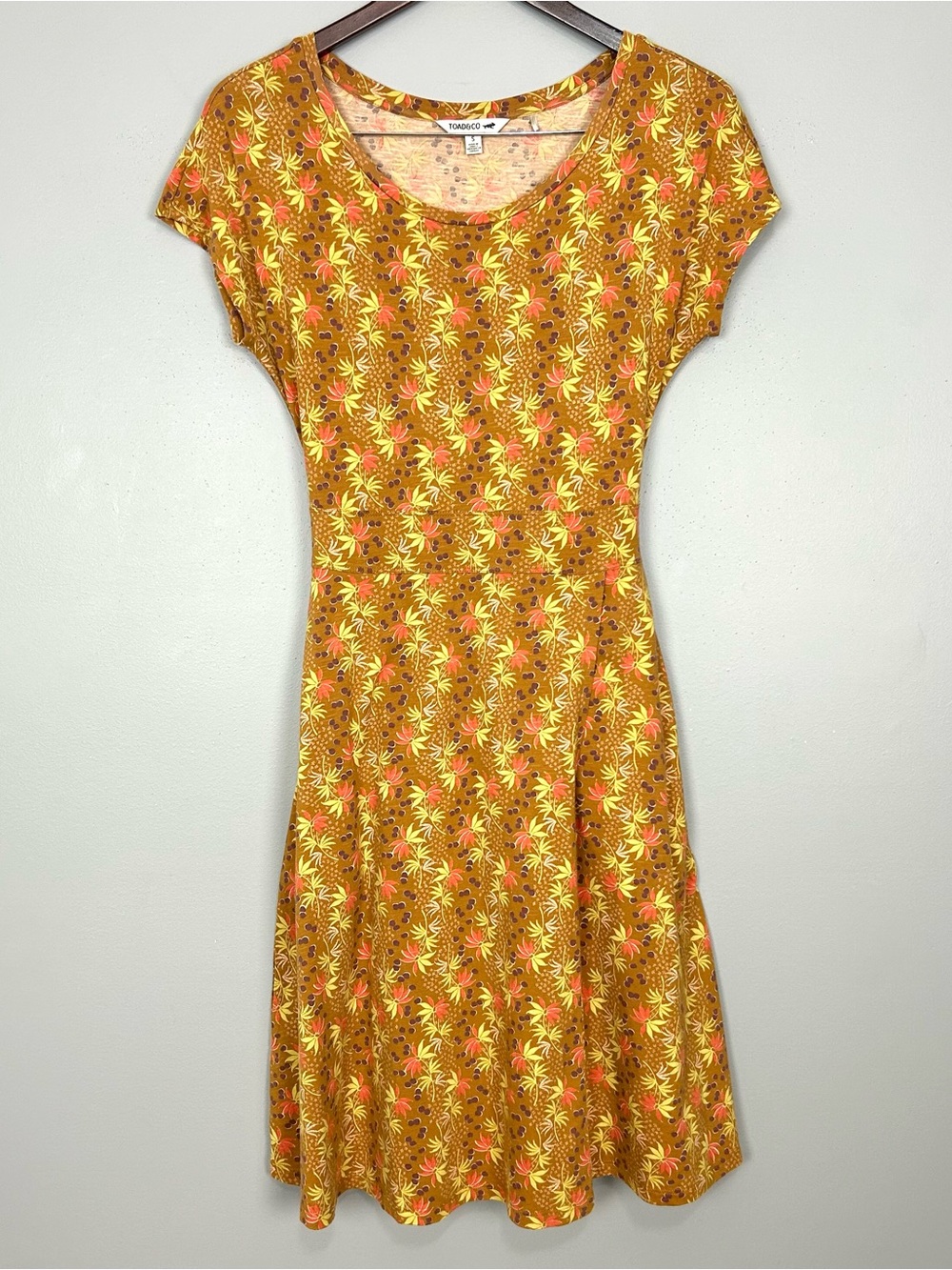 Toad&Co Cue Tencel Wrap Dress Women’s Size S Short Sleeves Floral Stretch Knit